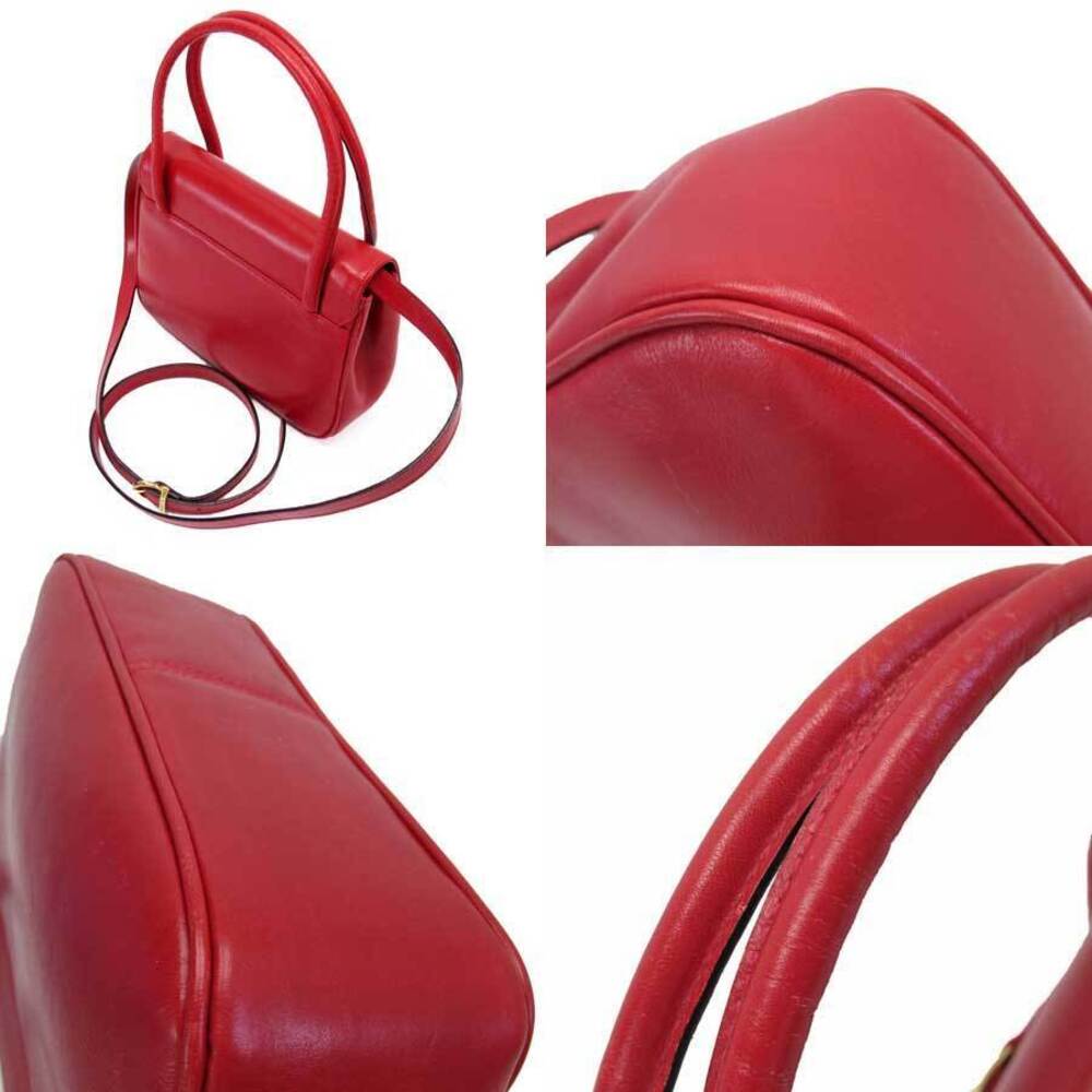 Salvatore Ferragamo Handbag Gold Vara Classic Leather Red